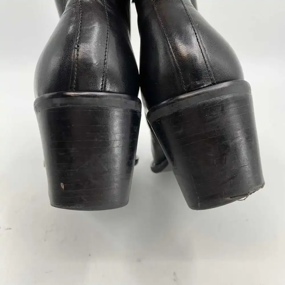 Apostrophe Black Leather Pointed Toe Ankle Booties | Size 8